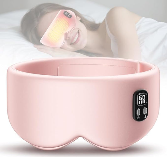 Anydance Heated Eye Mask - Cordless Eye Mask for Dry Eyes, Eye Relief, Improved Sleep, Timed Shutdown, 4 Temperature, Washable Eye Heating Pad for Travel, Removable for Cleaning - Rose Pink
