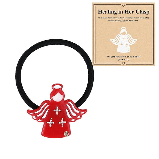 Get Well Soon Gifts for Women After Surgery, "Guardian Angel" Hair Ties Thinking of You Cancer Care Recovery Gifts for Sick Women Friends Feel Better Encouragement Comfort with Gift Box