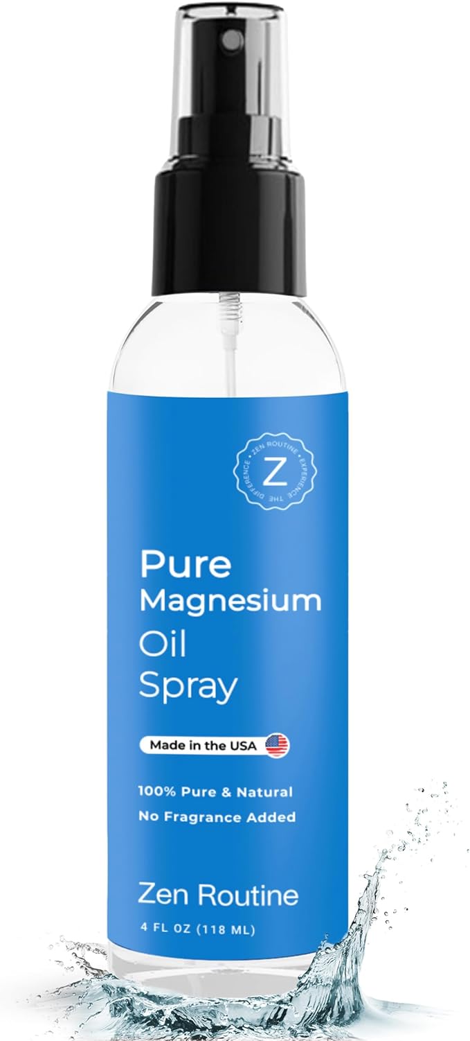 Pure Magnesium Oil Spray 4oz (Single) - USP Grade – Topical for Feet, Body, Muscles, Leg Cramps & Sleep - Extra Strength, Less Sting - 100% Organic & Natural — Made in USA