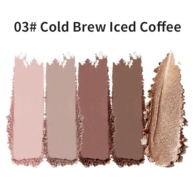 Neutral Eyeshadow Palette 5 Colors, Nude Brown Matte & Subtle Shimmer Shades, Highly Pigmented Blendable Long-Lasting Powder, Smooth No-Fallout Daily Eye Makeup Palette for Work and Natural Looks-C03