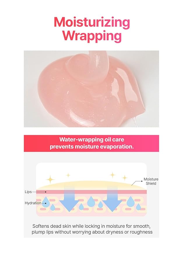 Lip Care Color Oil #Pink Soda 0.34 Fl Oz, Vegan Tinted Lip Oil with Jelly Massager for Dry Lips, Hydrating & Cooling Lip Treatment, Long-Lasting Glow & Volume, Korean Lip Oil, BeginS