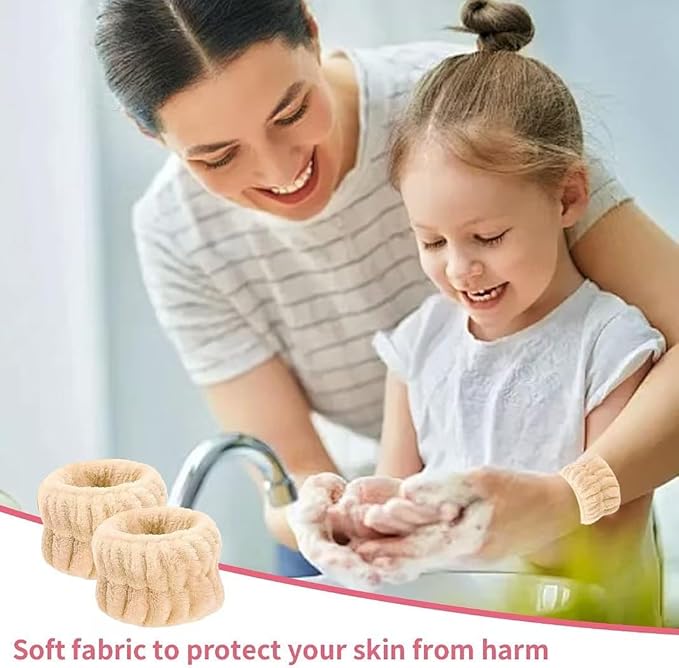 Amsomyin 12Pcs Microfiber Wrist Bands for Washing Face, Spa Face Wash Wristbands, Elastic and Highly Absorben, Not Easy to Get The Cuffs of Your Clothes Wet.