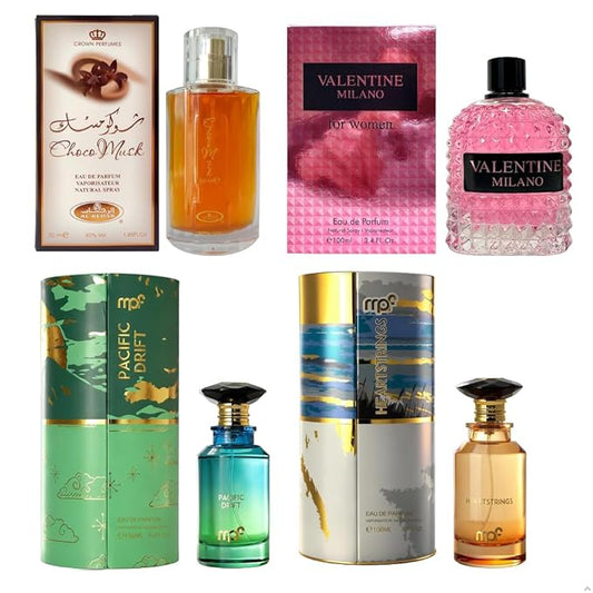 AFLUXE Women’s Perfume Set 4PCS Eau de Parfum for Women Long Lasting Womens Perfume Collection Combo Perfume D AF-Choco Musk/AF-Milano Women/AF-Pacific Drift/AF-Heartstrings