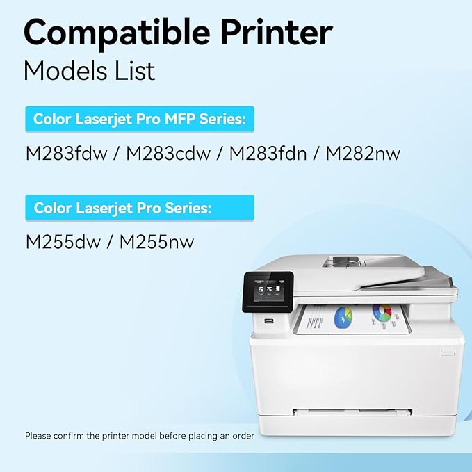 206X Toner Cartridges 4 Pack High Yield with Chip Replacement for 206X 206A HP Toner Cartridges Set for Color Laserjet Pro MFP M283fdw M283cdw M283fdn Pro M255dw M255nw M283 M255 Printer | 206X Toner