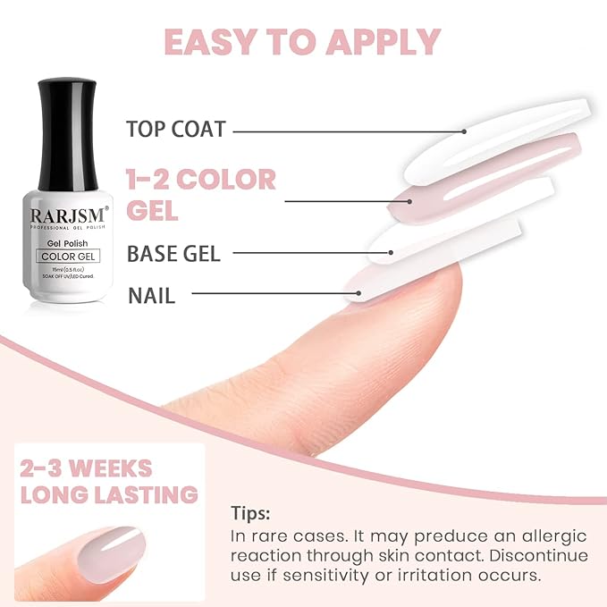 RARJSM Nude Gel Polish Opaque Pink Mavue Skin Tone Milky Gel Nail Polish 15ml 1 Piece Neutral Soak Off UV LED Cured Nail GelPolish for Nail Art French Manicure Salon DIY Home