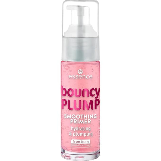 essence bouncy plump smoothing primer, pink, moisturising, smoothing, nourishing, natural, vegan, oil-free, alcohol-free, paraben-free