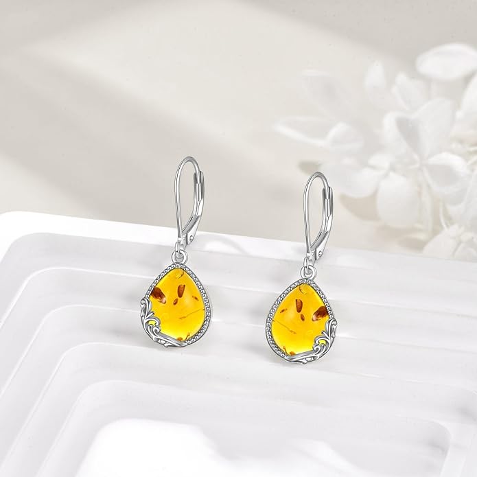 POPLYKE Celtic Filigree Teardrop Drop Dangle Earrings Sterling Silver Leverback Earrings Jewelry for Women