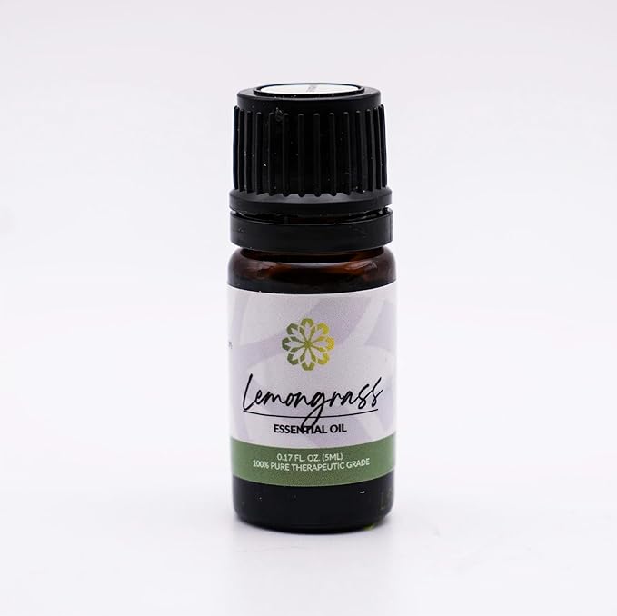 Essence Lemongrass Essential Oil – Pure & Therapeutic Grade – Perfect for Aromatherapy, Diffusers & Recharging Essence Nasal Diffuser Rings – Natural Stress & Mood Support (5mL)