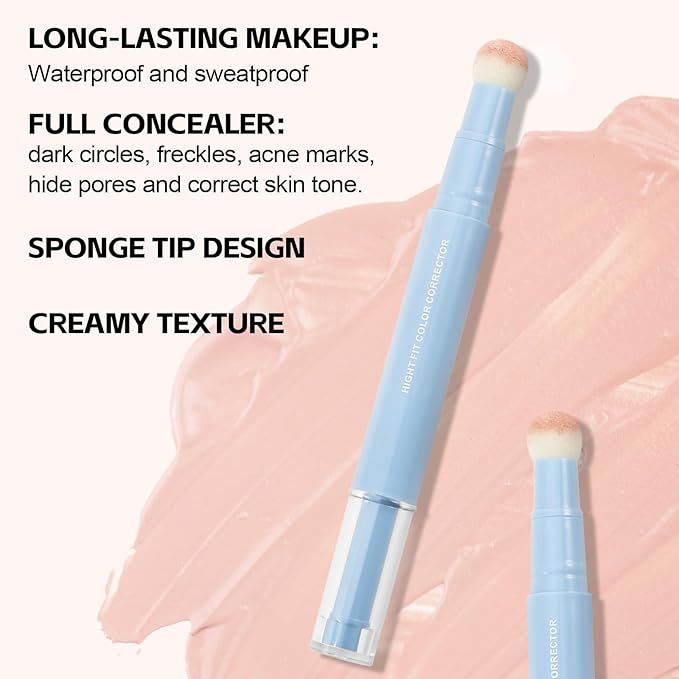 2Pcs Contour Concealer Stick, Full Coverage for Dark Circles,Liquid Multi-Use Faced Concealer,Waterproof Lightweight Natural Makeup
