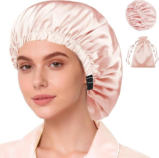 Satin Bonnet 2Pcs Silk Bonnet Hair Bonnets For Sleeping Silky Soft Sleep Cap Womens Night Curly Natural Hair Caps