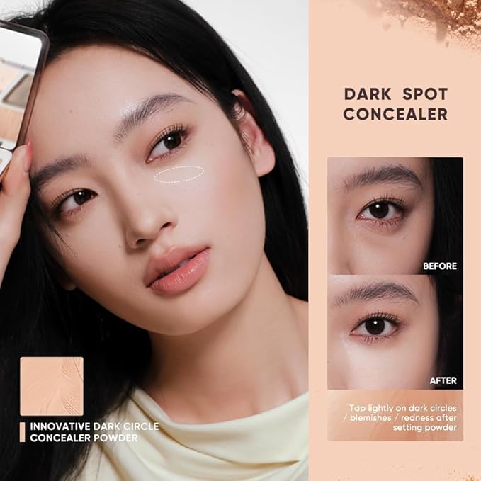 JUDYDOLL Highlight & Contour Palette, All-in-One Matte Highlighter Contour Compact, stocking stuffers, Blendable Makeup for Beginners, for All Skin Tones (05 Feather Glow Palette)