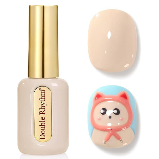 Double Rhythm 0.50 OZ Gel Polish Hema Free Same Color Same Bottle Golden Round Translucent Neutral Natural Milky 15 ML Jelly UV Polish Art DIY at Home (Milky Beige-C1565)