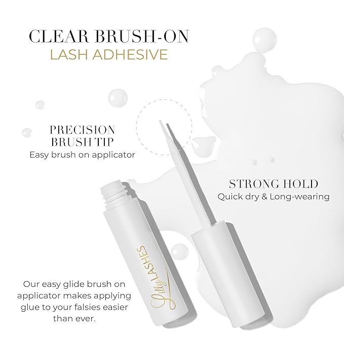 Lilly Lashes Clear Eyelash Glue - Brush On Lash Glue for False & Natural Lashes - Latex Free