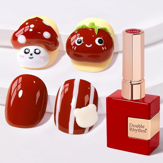 Double Rhythm 0.5 Oz Gel Nail Polish Neutral Natural Same Color Same Bottle Translucent Light Milky Pastel 15ML Manicure French Design Art DIY at Home (Blood Red-A1504)