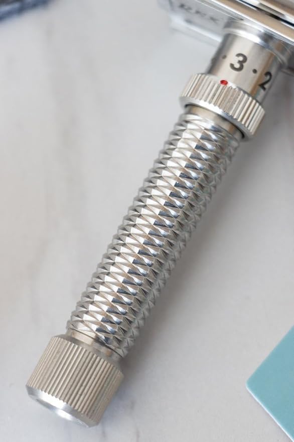 Rex Supply Co. Konsul Adjustable Slant Safety Razor – Stainless Steel Double Edge Razor with Diamond Grip | Customizable Shaving Precision | Made in USA | Wet Shaving Essential