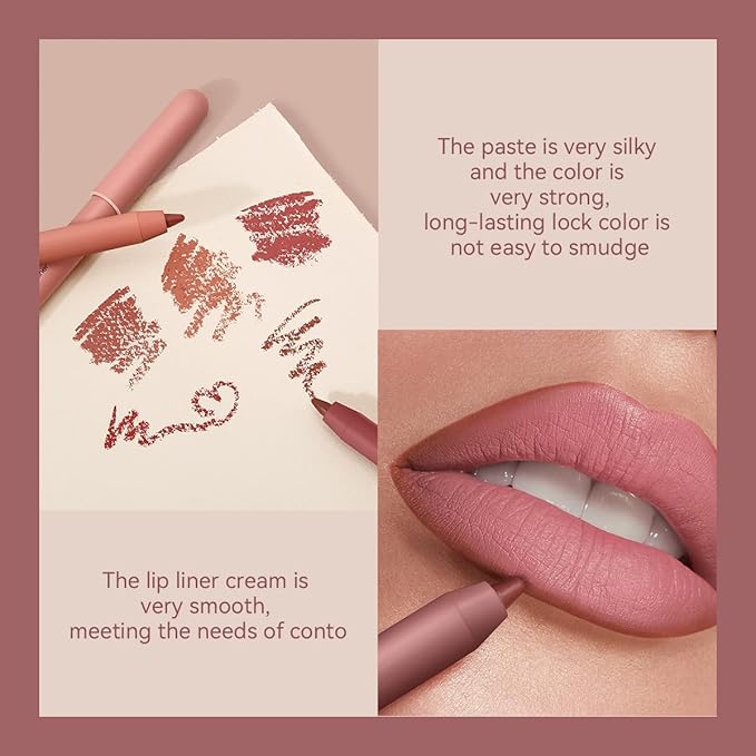 KISSIO Lip Liner,Creamy Lip Pencil,Long Lasting Lip Liner with Sharpener,Matte Finish,Smooth and Soft,Non-Dry,Easy to Use,Cruelty free,0.02 oz,05 Possessive