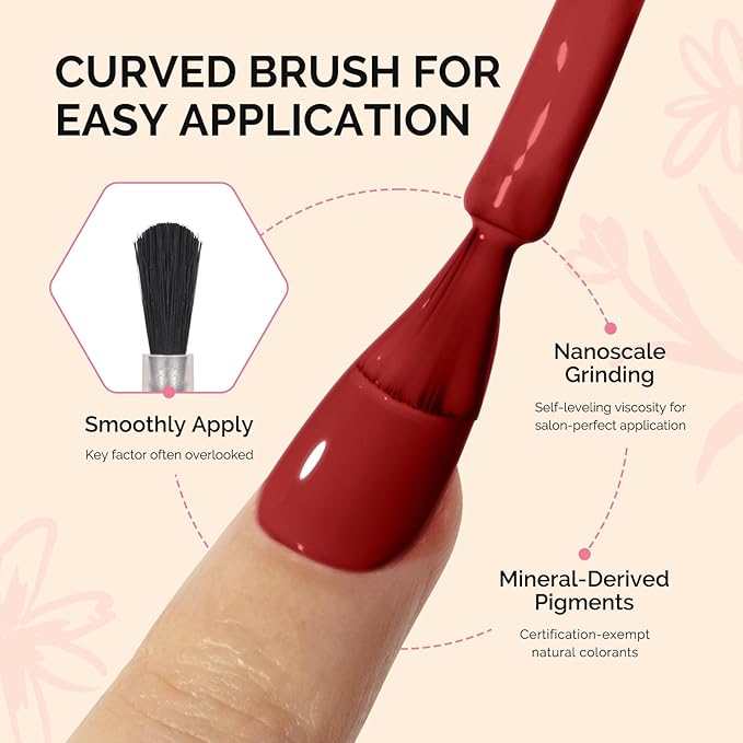 MelodySusie Fleurwee Plant Based Gel Nail Polish, Hema Free Maple Red Nail Polish, Soak Off UV LED Gel Polish Gift for Women 21 Non Toxic Long Lasting Nail Art Manicure Salon DIY at Home B1801