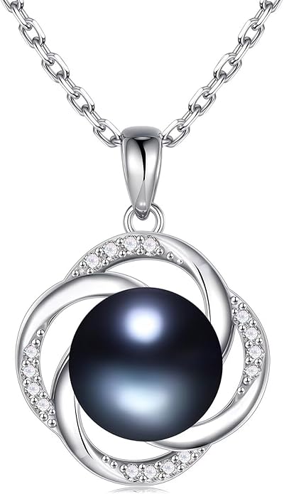 Iefil Valentines Day Gifts for Her - 10-11mm Tahitian Black Pearl & Fresh Water Pearl Necklace, Anniversary Birthday Gifts for Wife Girlfriend | Pearl Necklaces Gift for Her