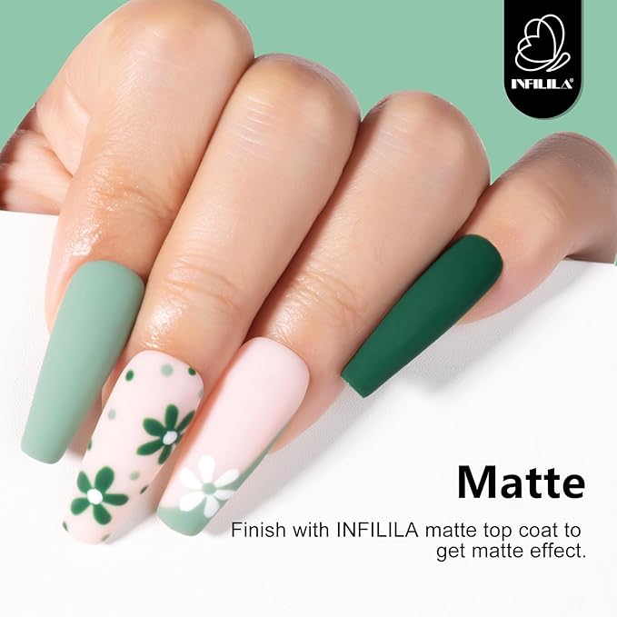 NXJ INFILILA Green Gel Nail Polish, 15ml 0.51oz Sage Light Pastel Green Gel Nail Polish One-Stroke Coloring, Hema Free Spring Color Soak Off UV Manicure DIY Gift for Women Girls SX0049
