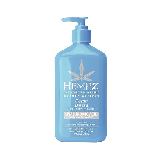 Hempz Body Lotion - Ocean Breeze Limited Edition Daily Moisturizing Cream, Shea Butter, Aloe, Body Moisturizer - Skin Care Products, Hemp Seed Oil - 17 Fl Oz