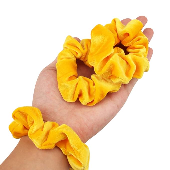 Didder 20 Pcs Hair Scrunchies Solid color Soft Scrunchies Hair Ties Yellow Velvet Scrunchy Elastics Bobbles Ropes Scrunchie Hair Bands for Women Girls