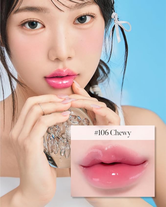 Glow Lock Jelly Tint 106 Chewy, Hydrating Water Glow Lip Stain, Non-Sticky Juicy Gloss, Long Lasting Glass Shine & Dewy Finish, Lightweight Moisturizing Lip Care, Korean Makeup