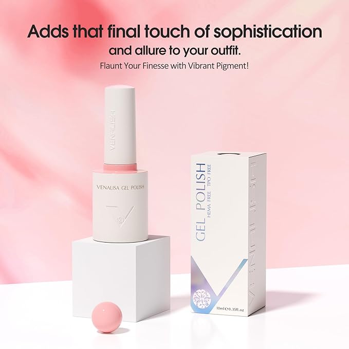 VENALISA Baby Pink Gel Nail Polish, 1 Pcs Light Pink Gel Polish Pastel Soft Color High Gloss Soak Off U V Nail Manicure Salon and DIY at Home Gifts for Women