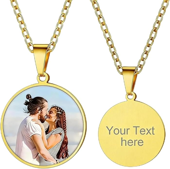 CLYLIFE Picture Necklace Personalized Photo,Custom Disc/Heart Pendant for Men Women Dad Mom Customized Necklace with Chain Photos Memorial Gifts for Mother's Day, Birthday, Anniversary