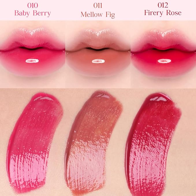 CLIO CRYSTAL GLAM TINT (010 BABY BERRY), Glossy Finish, Lightweight, Buildable, Glass-Like, Smoothing, Long-Lasting, Vivid