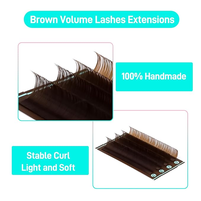 VAVALASH Colored Lash Extensions Dark Brown Eyelash Extensions 0.03 0.05 0.07 Volume Lash Extension 8-15mm Mixed Lashes C D Curl Premium color Lashes Extension(Dark Brown-0.07-D-8-15mm)