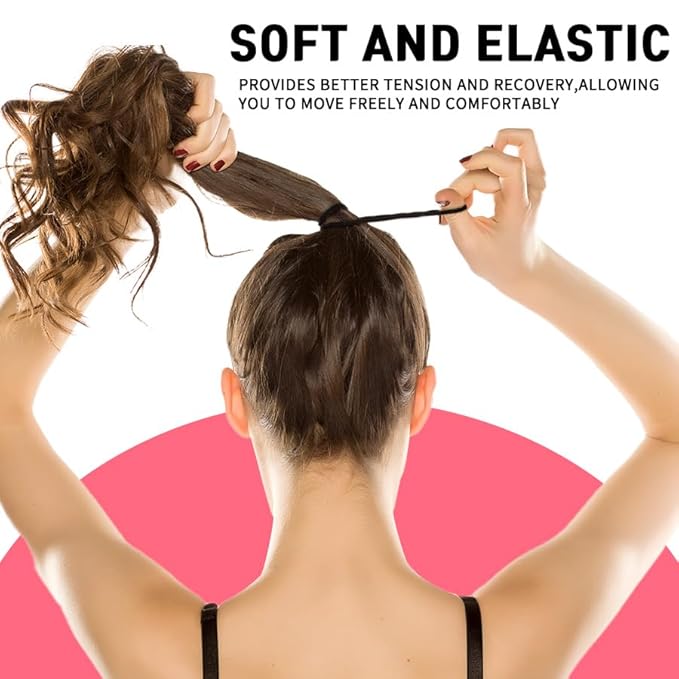 120PCS Thick Hair Elastics for Women Girls, No Damage Seamless Hair Ties, High Elastic Ponytail Holders for Thick, Curly, Long Hair - Neutral Colors (4mm)