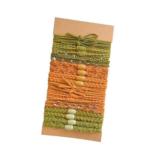 Multistyle Hair Ties Set: Gentle High Elasticity Ponytail Scrunchie Bracelet for Women (4-Crystal Dark Green Maple Red Set:20, One Size)