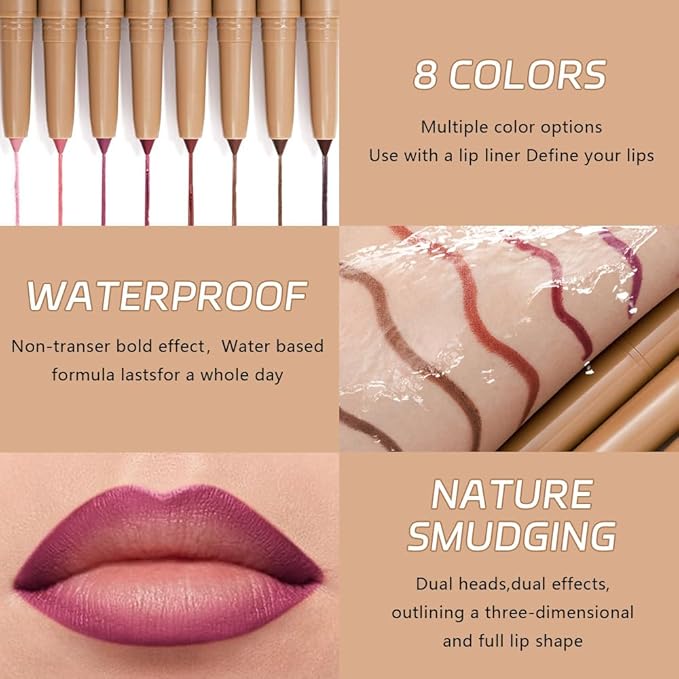 Waterproof Matte Lip Liner Pencil with Silicone Smudger – Long-Lasting Retractable Velvet Crayon, Define & Sculpt Lips, Vegan & Cruelty-Free, Perfect for Work, Date, Party & Travel (03#, pack of 1)