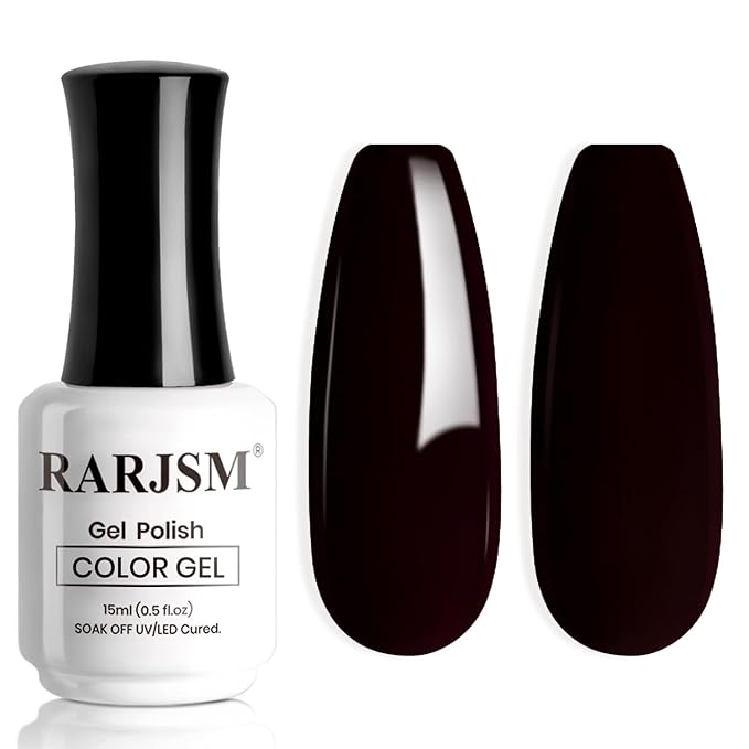 RARJSM Black Cherry Red Gel Nail Polish 1PCS 15ML Long Lasting Opaque Milky Deep Dark Red Creamy Gelpolish Soak off U V Curing Required Nail Art French Manicure Salon DIY at Home