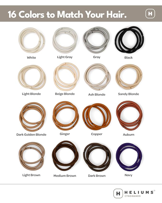 Cyndibands Elastic Hair Ties – Ash Blonde- No Damage 4mm Ponytail Holders for Women & Kids, 24-Pack Hair Elastics in Neutral Colors