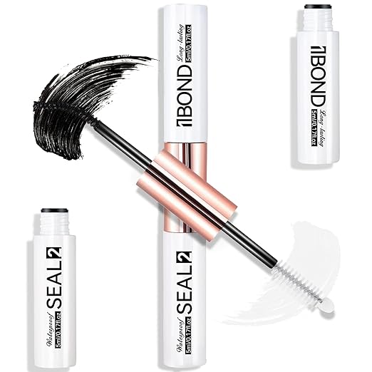 Miuffue Eyelash Glue, Lash Bond and Seal, Latex-Free Lash Glue for Sensitive Eyes, Waterproof Strong Hold Eyelash Cluster Adhesive for 72 Hours