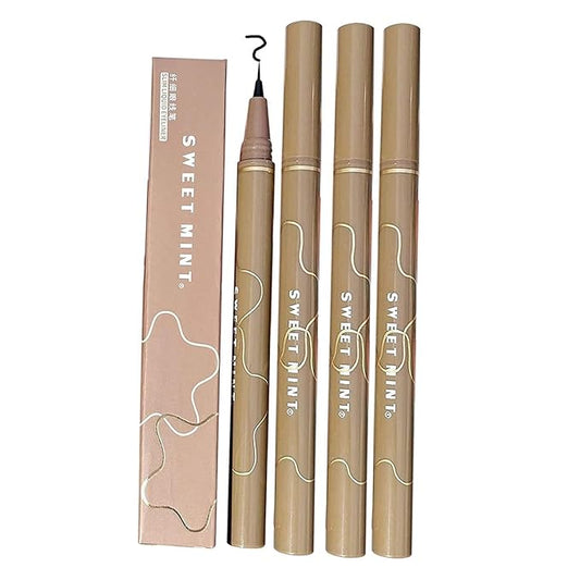 Quick-Drying Waterproof Superfine Eyeliner Pen, 4pcs Hyper Easy Liquid Pen No-Skip Waterproof Very Fine Eyeliner Makeup Long Lasting High Pigmented Smudge Proof Formula (4PCS/Black)