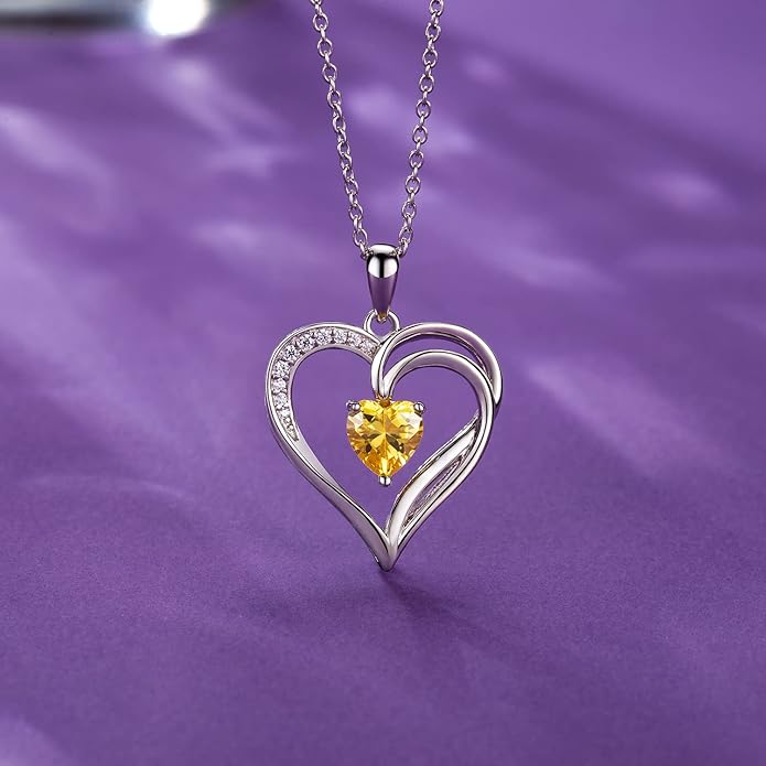 AM ANNIS MUNN 925 Sterling Silver Heart Necklace for Women Birthstone Necklace Silver Jewelry for Womens Jewelry Gifts for Women Her Mom