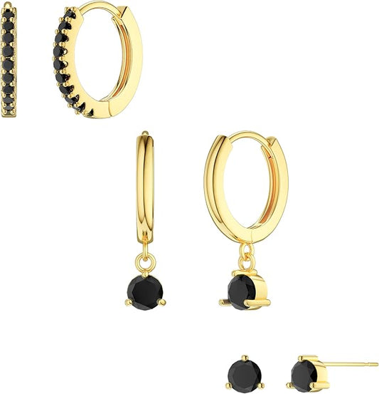Freekiss 3 Pairs Gold Hoop Earrings Set: Dainty Stud Earrings Trendy Small 14K Gold Plated Hypoallergenic Dangle Cartilage Huggie Hoop Earrings for Women Gold Jewelry for Women Gifts