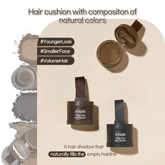 ETUDE Hair Pang Pang hairline powder Root Touch Up, Waterproof, For Facial Makeup, Hairline and Thin Hair - Natural Black