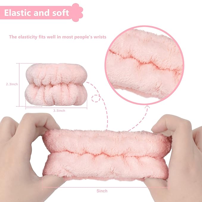 Taocar 8pcs Wrist Bands for Washing Face, Absorbent Face Washing Wristbands, Microfiber Women's Spa Wrist Towels, Stretchy Wash Band for Man Children, Prevent Water from Spilling Down Your Arms