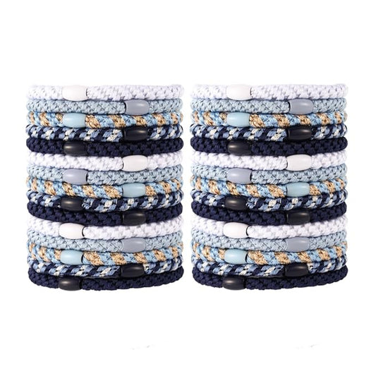 Hair Ties for Thick Hair 30 Pcs Elastics Hair Bands Ponytail Holders No Damage No Crease Hair Elastics For Women Girl(BLUE)