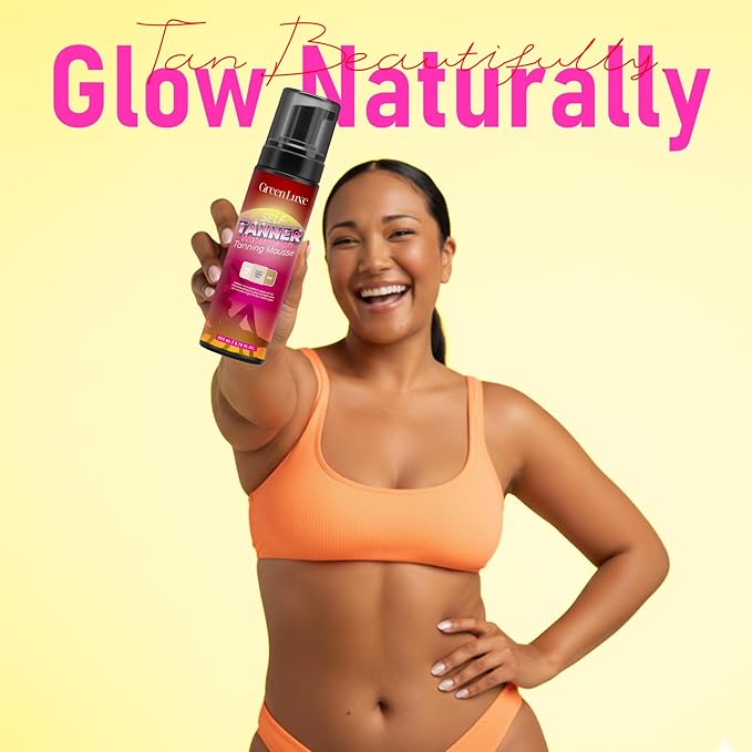 Self Tanner Mousse Mitt Kit – Sunless Tanning Foam with Hyaluronic Acid for Hydrating - Flawless & Streak-Free Fake Tan Mousse, Watermelon Scent Medium Glow 6.76 fl. oz