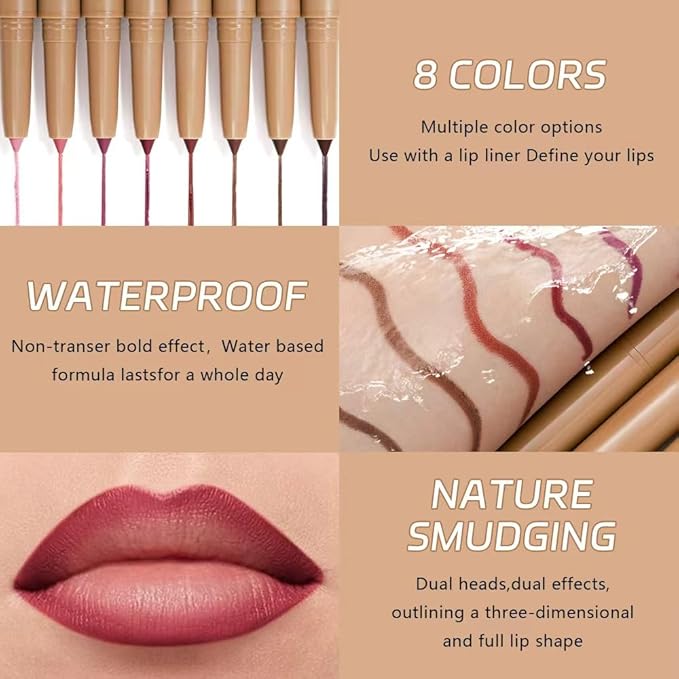 Waterproof Matte Lip Liner Pencil with Silicone Smudger – Long-Lasting Retractable Velvet Crayon, Vegan & Cruelty-Free, Define & Sculpt Lips for Work, Date, Party & Travel (04#, pack of 1)