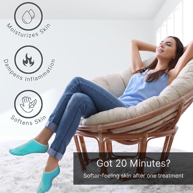 NatraCure 5-Toe Gel Lined Foot Moisturizing Socks – Aloe & Shea Infused Fuzzy Hydrating Socks for Women & Men - Soft Feet Moisturizer Spa & Pedicure Socks for Dry Cracked Heels, Calluses - Large