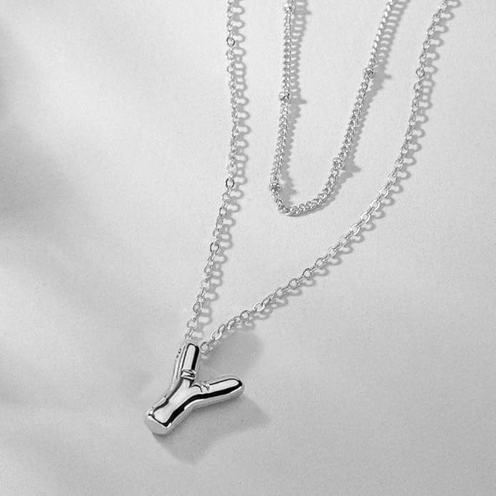 PANSHI Gold Initial Necklaces Gifts for Teen Girls Women Girlfriend Teen Girl Gifts Trendy Stuff Layered Bubble Letter Necklace Gold Jewelry Birthday Gift