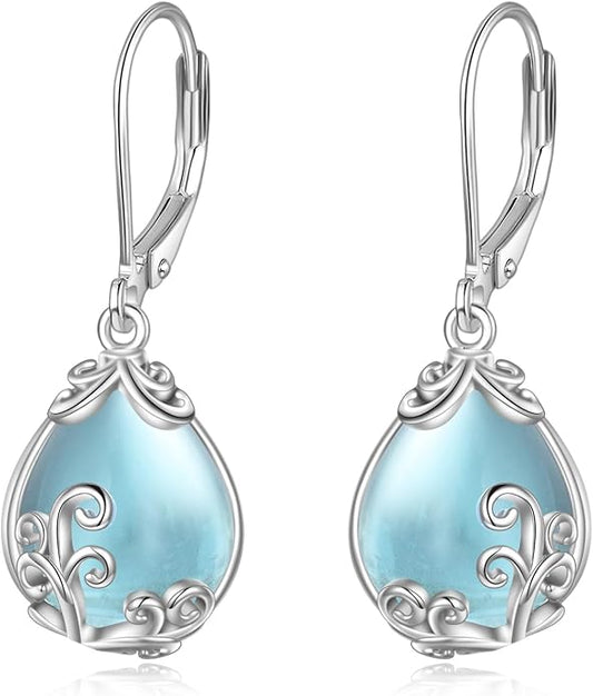 POPLYKE Celtic Filigree Teardrop Drop Dangle Earrings Sterling Silver Leverback Earrings Jewelry for Women