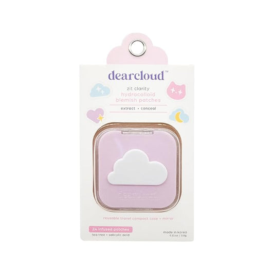 dearcloud Hydrocolloid Blemish Patches - 24 Count & Compact Case - Pimple Patches for Face, Acne Spot Treatment with Tea Tree Oil & Salicylic Acid (Zit Clarity)