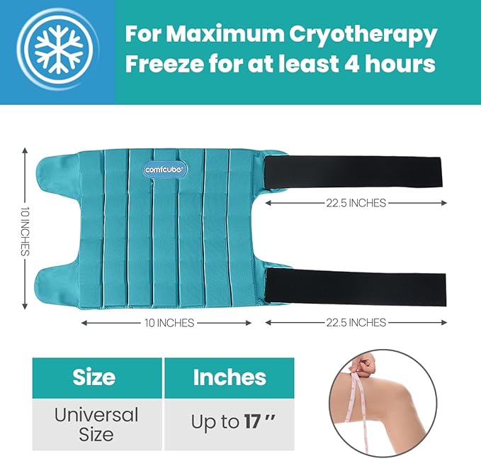 Comfcube Ice Pack for Knee After Surgery, 2 Hours Long Lasting Cold Pack for Knee Injuries, FSA Eligible, Cold Therapy Flexible Ice Pack for Pain Relief, Swelling, Surgery, ACL, Meniscus Tear