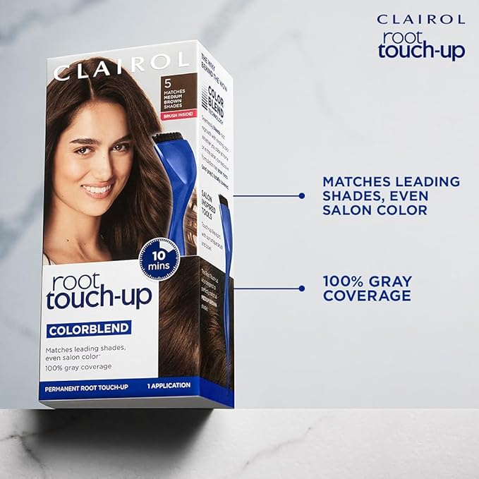 Clairol Root Touch-Up by Nice'n Easy Permanent Hair Dye, 5 Medium Brown Hair Color, Pack of 2